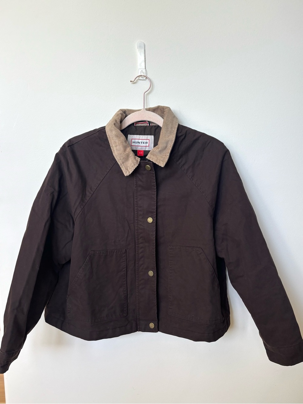 NWT $149 HUNTER Barn Jacket chocolate brown corduroy collar Small Outdoor Warm